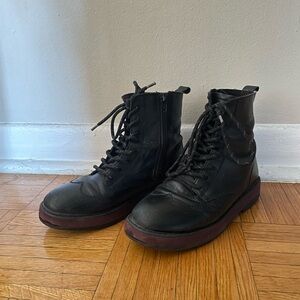 Black Leather Combat Boots